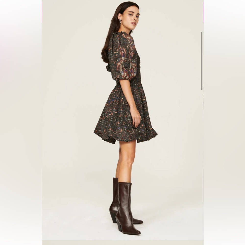 ULLA JOHNSON Gwen printed ruched taffeta mini dress - Picture 2 of 10